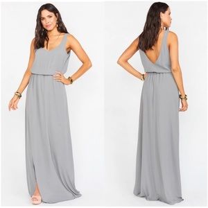 Show Me Your MuMu NWT Kendall Maxi Dress in Soft Charcoal Crisp Bridesmaid
